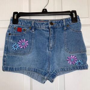 Let Me B. Vintage Floral Embroidered Jean Shorts